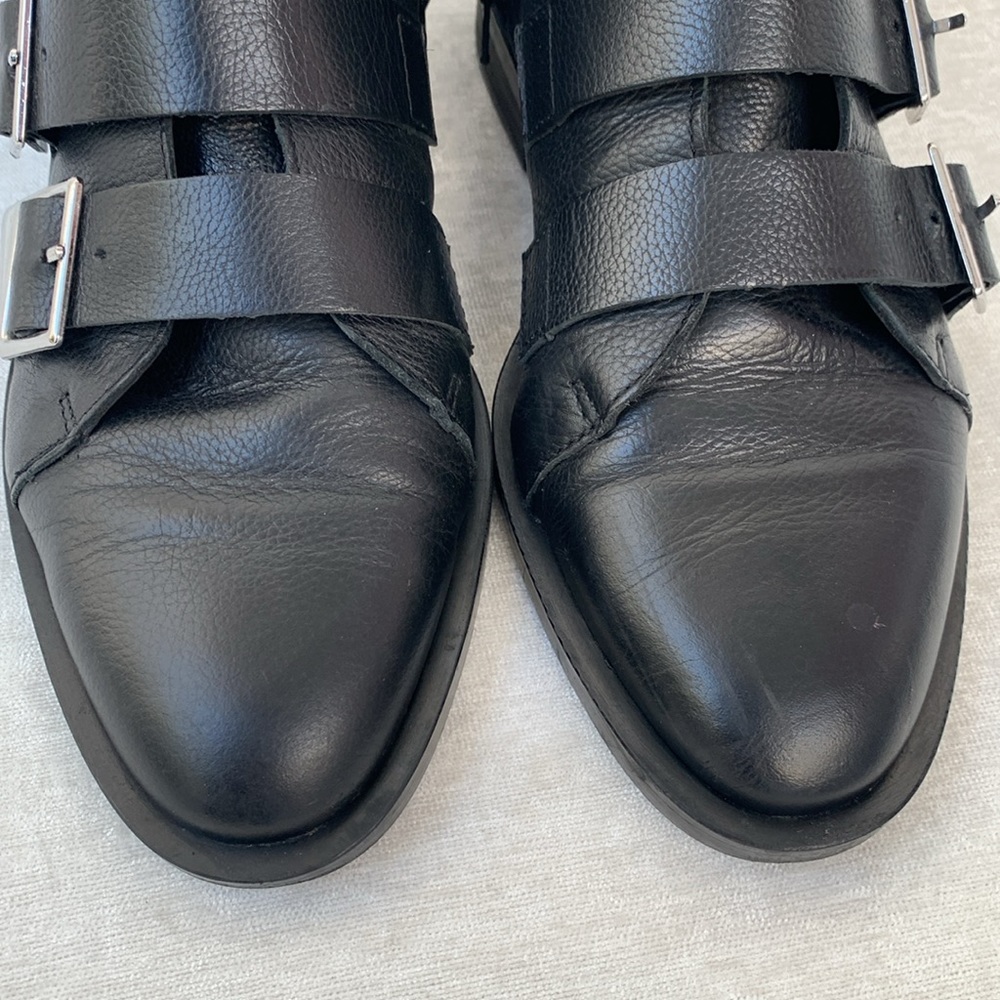 Zara Trafaluc Floral Embroidered Black Buckle Booties - Picture 11 of 12